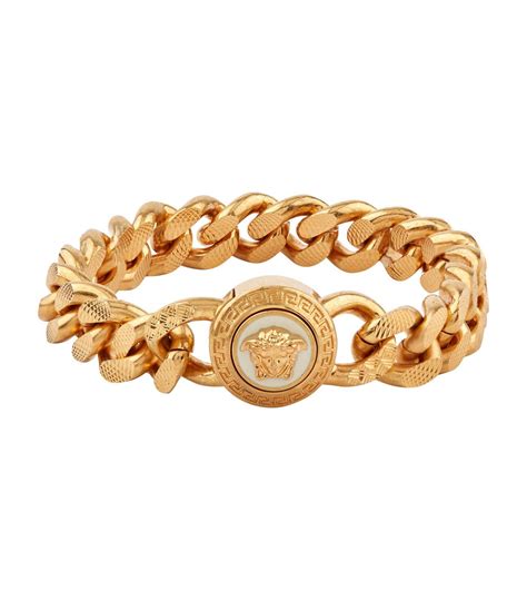 versace gold mens bracelet|Versace medusa gold bracelet.